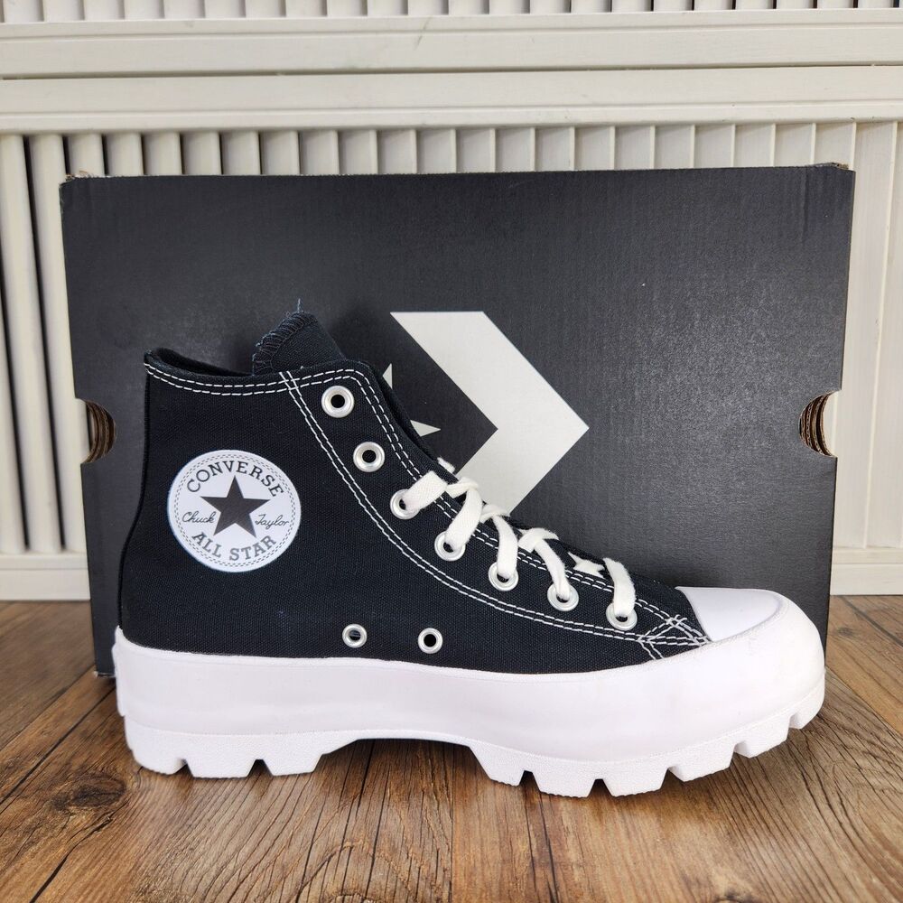 Converse CTAS Lugged Hi Womens Sz 8 Black Canvas Platform Sneakers Shoes 565901C